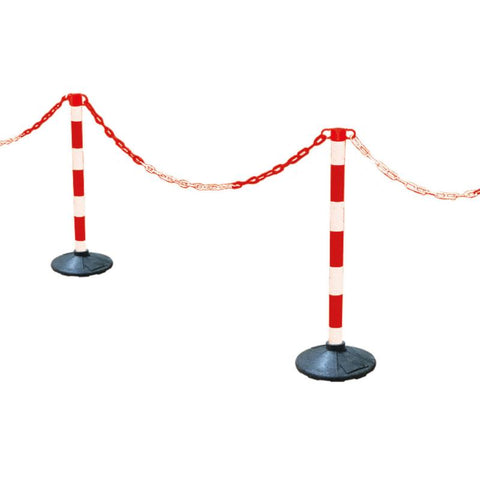 Avsperringsstolper , stolper med kjetting, plast -Plaststolpe med fot- Markeringsstolper