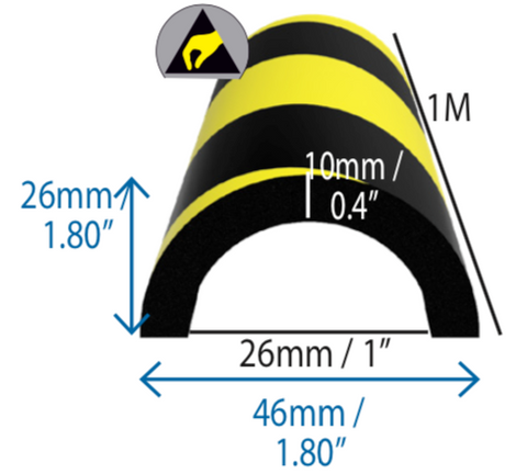 Rørbeskytter ESD, halvsirkel, sort